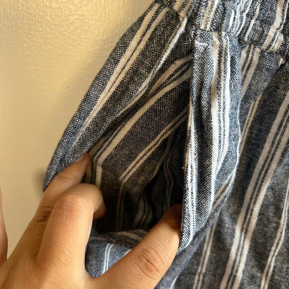 NWT Linen-Blend Cami Wide-Leg Jumpsuit Navy White Striped Size Medium - Picture 8 of 13